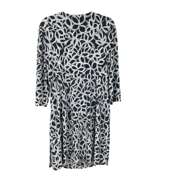 Lauren Ralph Lauren Gray White Floral Lowcut Gathered Waist Dress Size 16W - Picture 4 of 5